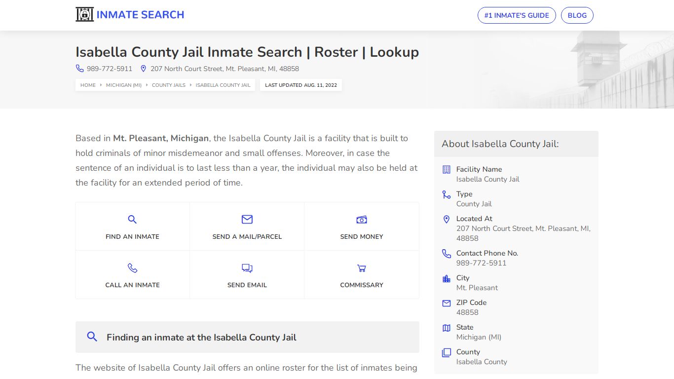 Isabella County Jail Inmate Search | Roster | Lookup