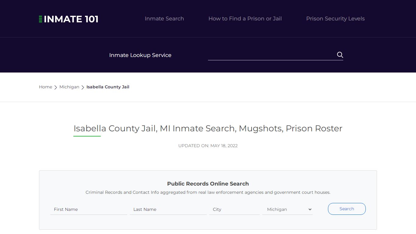 Isabella County Jail, MI Inmate Search, Mugshots, Prison ...